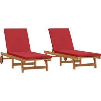 vidaXL Vidaxl - Tumbona 2 Pcs Marr&oacute;n 63 X 199 X 85cm Madera Maciza De Acacia