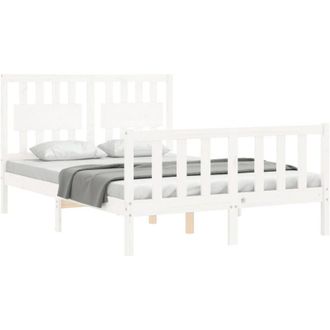 vidaXL Bed Frame without Mattress White Double Solid Wood Pine vidaXL