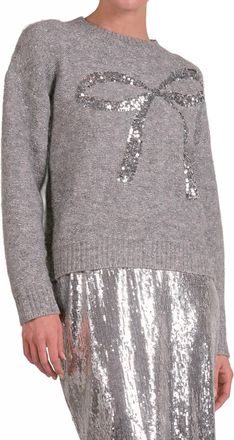 Elan Elizabeth Bow Sweater In Grey