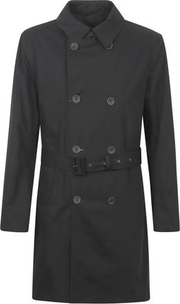 Herno Belted Jas in Nieuwe Moderne Wol - Heren - Mantel - Zwart - XL - Wol - Jassen