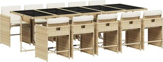 vidaXL Vidaxl - Set Da Pranzo Da Giardino 11 Pz Con Cuscini Beige In Polyrattan