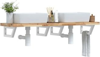 vidaXL Estante De Lavabo De Pared Acero Y Madera Maciza De Acacia Vidaxl