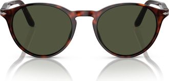Persol 0po3092sm Round Tortoiseshell Acetate Sunglasses with Metal Accents