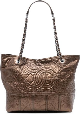 Chanel Pre-owned Womens Distressed Calfskin Shopping In Moscow Tote - Tan Leather - One Size