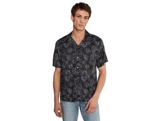 John Varvatos Dan Camp Collar Shirt Mens Clothing Black : 2XL, Modal