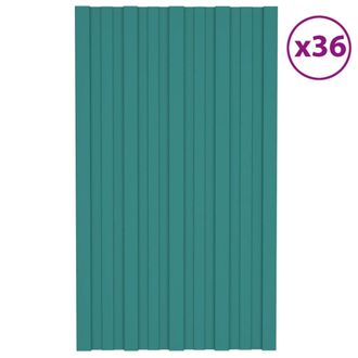 Berkfield Home Roof Panels 36 pcs Galvanised Steel Green 80x45 cm