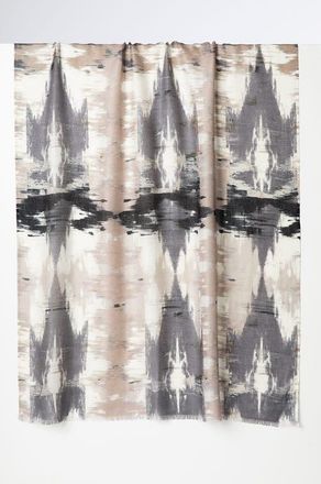 Kinross Cashmere Natural Ikat Print Scarf in Mushroom Multi at Nordstrom