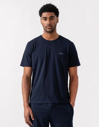 HUGO BOSS Mens BOSS Orange Mix&Match Mens Stretch-Cotton Loungewear T-Shirt with Embroidered Logo - Dark Blue 404 - Navy - Size: 40
