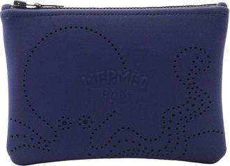 Herm&egrave;s Blue Neoprene Neobain Pm Pouch (Authentic Pre-Loved)