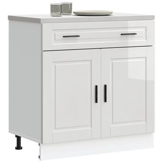 Berkfield Home Kitchen Base Cabinet&not;Porto High Gloss White Engineered Wood