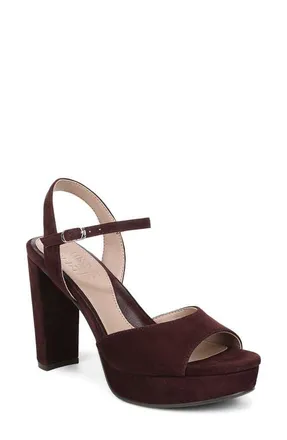 Naturalizer Marigold Ankle Strap Platform Sandal in Smoky Sangria Suede at Nordstrom, Size 6.5