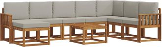 vidaXL Conjunto De Sof&aacute;s De Exterior 9 Uds. Gris Natural Y Claro Vidaxl