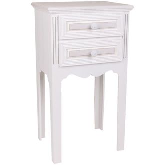 Wanderlust Deco Wanderlust Deco - Mesita De Noche De Madera De 2 Cajones Blanco 38x28x69