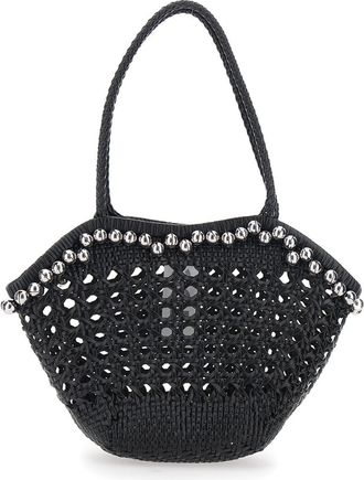 Osoi Womens Shoulder Bag Lip Black Leather Recycled