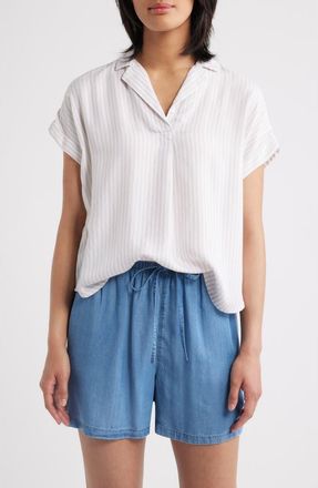 Beach Lunch Lounge Deni Stripe Shirt in Light Cocoa at Nordstrom, Size X-Small