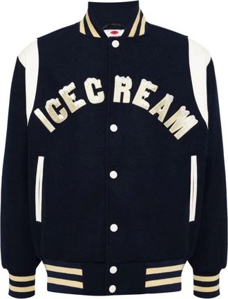 Icecream Gestreepte Varsity Jack Navy Multikleur - Heren - Bomber jackets - Blauw - L - Jassen