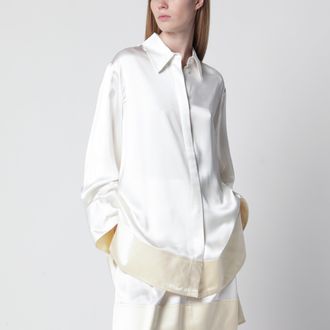 Toteme White/champagne shiny viscose shirt