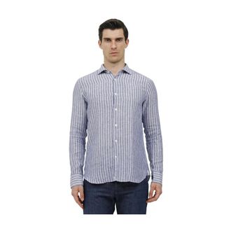 Tintoria Mattei Camicia maniche lunghe - Heren - Casual Overhemden - Blauw - 3XL - Overhemden