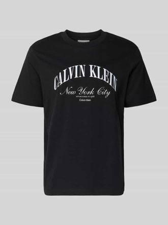 Calvin Klein Jeans T-Shirt mit Label-Stitching in Black, Gr&ouml;&szlig;e XXL