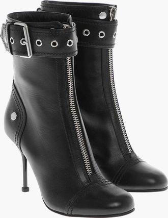 Alexander McQueen Stivaletti Zip-Up in Pelle con Cinturino e Fibbia 9cm Alexander McQueen