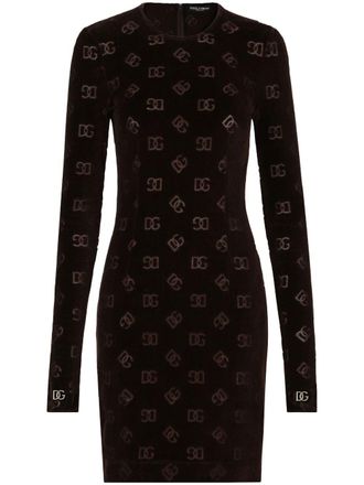 Dolce & Gabbana Abito corto con monogramma jacquard - Nero