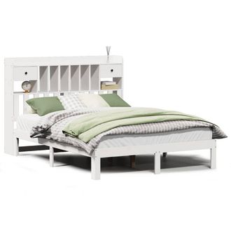 Berkfield Home Bookcase Bed without Mattress White 135x190cm Solid Wood Pine | Size: 135x190 cm