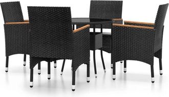 vidaXL Juego De Comedor Para Jard&iacute;n 5 Piezas Rat&aacute;n Sint&eacute;tico Negro Vidaxl