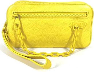 Louis Vuitton Tweedehands leren Louis Vuitton tassen - Dames - Vintage Clutch - Geel - ONE Size - Leer - Vintage