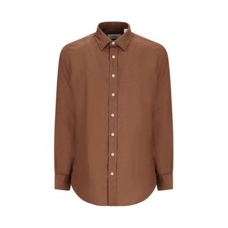 Lardini Linnen overhemd met lange mouwen - Heren - Casual Overhemden - Bruin - M - Linnen - Overhemden