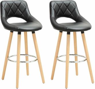 Woltu Woltu - 2 pcs bar stools Breakfast Kitchen Counter High stools Wood Legs barstools Black