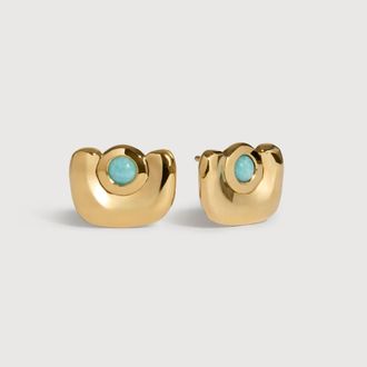 Monica Vinader Gold Amaia Gemstone Stud Earrings Amazonite