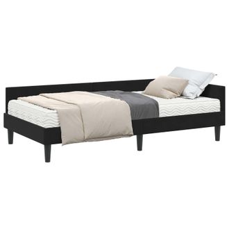 vidaXL Estructura De Cama Esquina Con Colch&oacute;n 2 Uds. Negro 90 X 190 Cm Vidaxl