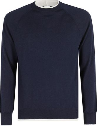 Eleventy Raglan Trui met Ronde Hals - Heren - Ronde hals truien - Blauw - L - Truien & Vesten