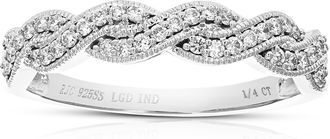 Vir Jewels 1/5 cttw Round Cut Lab Grown Diamond Prong Set Wedding Band.925 Sterling Silver