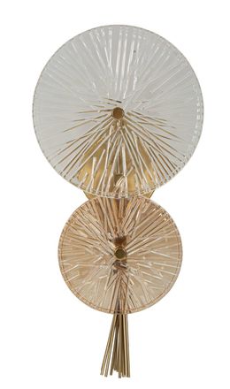Mauro Ferretti Aplique de metal y cristal dorado 20x14x41 cm