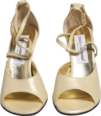 Dolce & Gabbana Beige Leather Stiletto Heels Sandals Womens Shoes (Pre-Owned)
