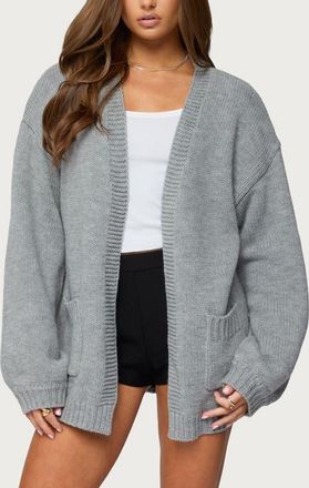 Edikted Julian Oversize Open Front Cardigan in Gray-Melange at Nordstrom, Size X-Large