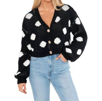 Show me your Mumu Clemmie Cardigan In Black & White Polka Dots