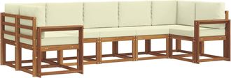 vidaXL Conjunto De Sof&aacute;s De Exterior 7 Uds. Natural Y Crema Vidaxl