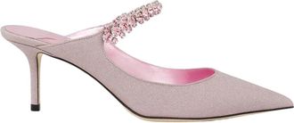 Jimmy Choo London Roze hoge hak muiltjes met kristallen - Dames - Muiltjes - Roze - 37 EU - Leer - Schoenen