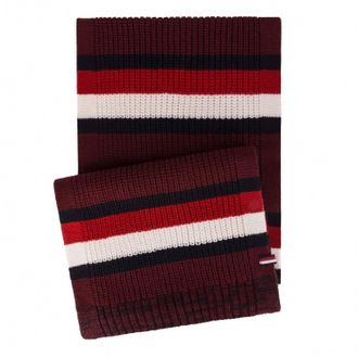 Tommy Hilfiger Mens Rhododendron Stripe Scarf In Red