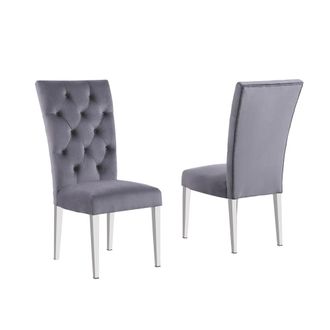 Best Master Furniture Layla Modern Velvet Upholstered Side Chairs in Gray (Set of 2)