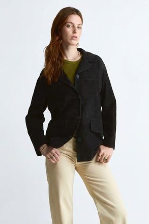 FURNIQ Vera Suede Blazer in Black at Nordstrom, Size Xx-Large