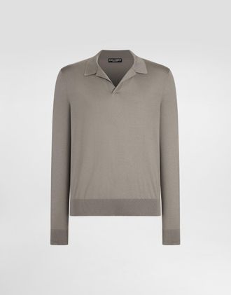 Dolce & Gabbana Silk Polo Shirt - Man Sweaters And Cardigans Beige 44