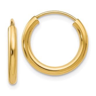 Diamond2Deal 10k Yellow Gold Round Endless Huggie Hoop Earrings