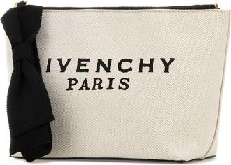 Givenchy Womens Ivory Canvas Pouch Beigeblack Beauty Case