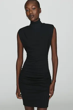 Maeve Mock-Neck Ruched Mini Dress