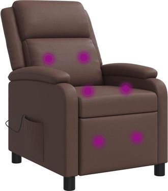 vidaXL Silla De Masajes Reclinable Marr&oacute;n Cuero Sint&eacute;tico Vidaxl