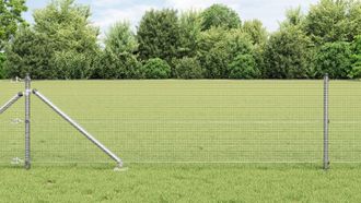 Berkfield Home Welded Wire Fence with 7 Spike Posts 0.6x10 m Galvanised Steel in Silver