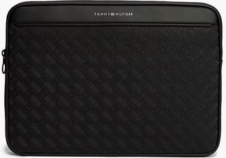 Tommy Hilfiger Mens Embossed Flag Logo Laptop Pouch - Black